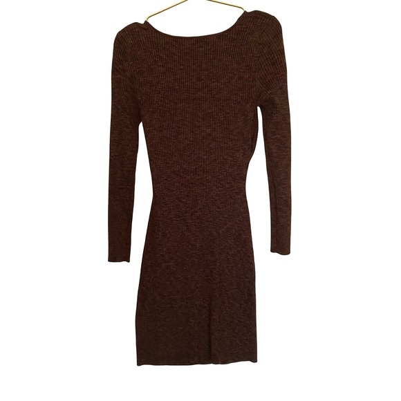 Abercrombie & Fitch Brown Ribbed Knit Wrap Style Sweater Dress Long Sleeve Sz M - Picture 2 of 6